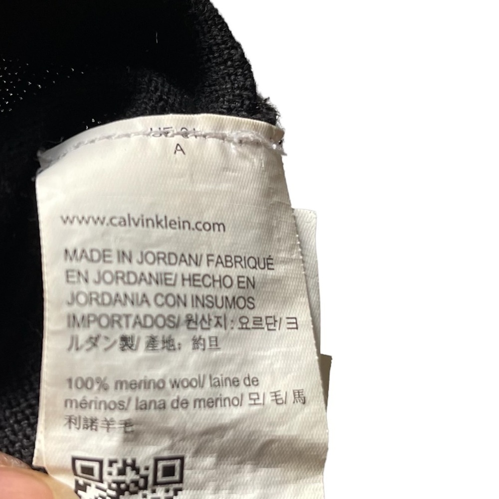 CK Calvin Klein 100% Merino Wool V-neck Black Pullover Sweater‎ Size: L - Picture 6 of 6